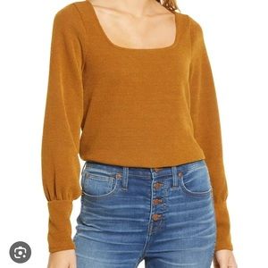 Madewell square neck puff sleeve sweater